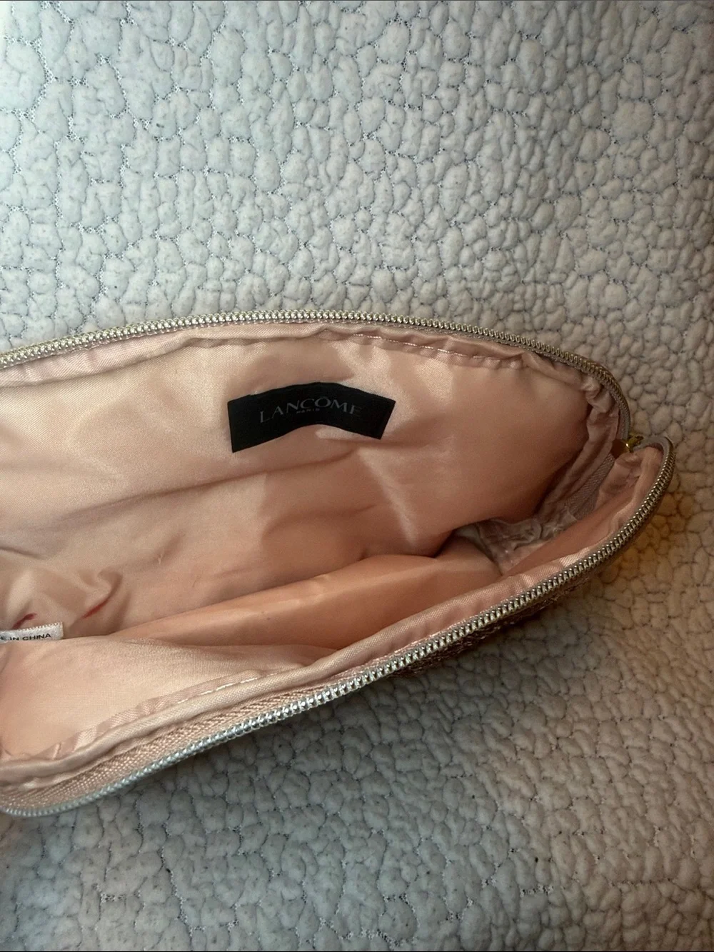 Lancôme Glitter Zip Pouch Cosmetic Bag in Rose Gold - NWOT